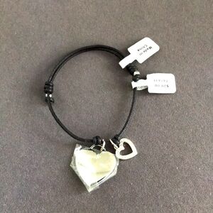 Adjustable Bracelet with Silver Heart Charms